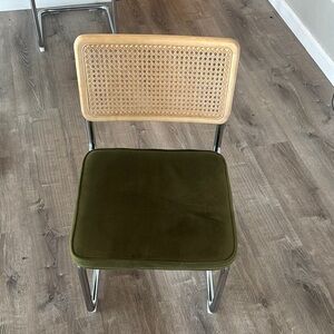 Stylish Chair with Olive Seat and Woven Back